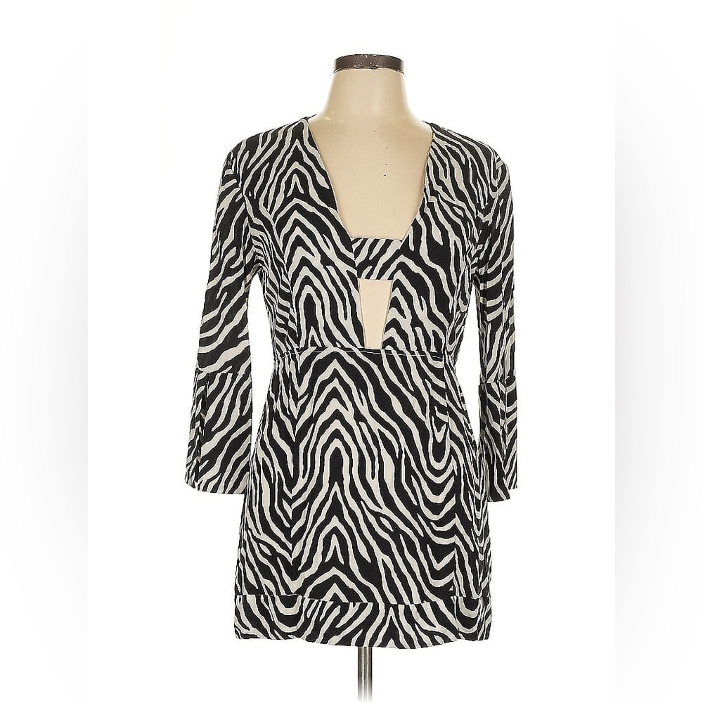 Vix by Paula Hermanny cocktail Zebra Print mini dress SIZE M